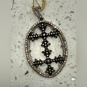 Nordstrom Diamond Silver and Black Cross Pendant Necklace